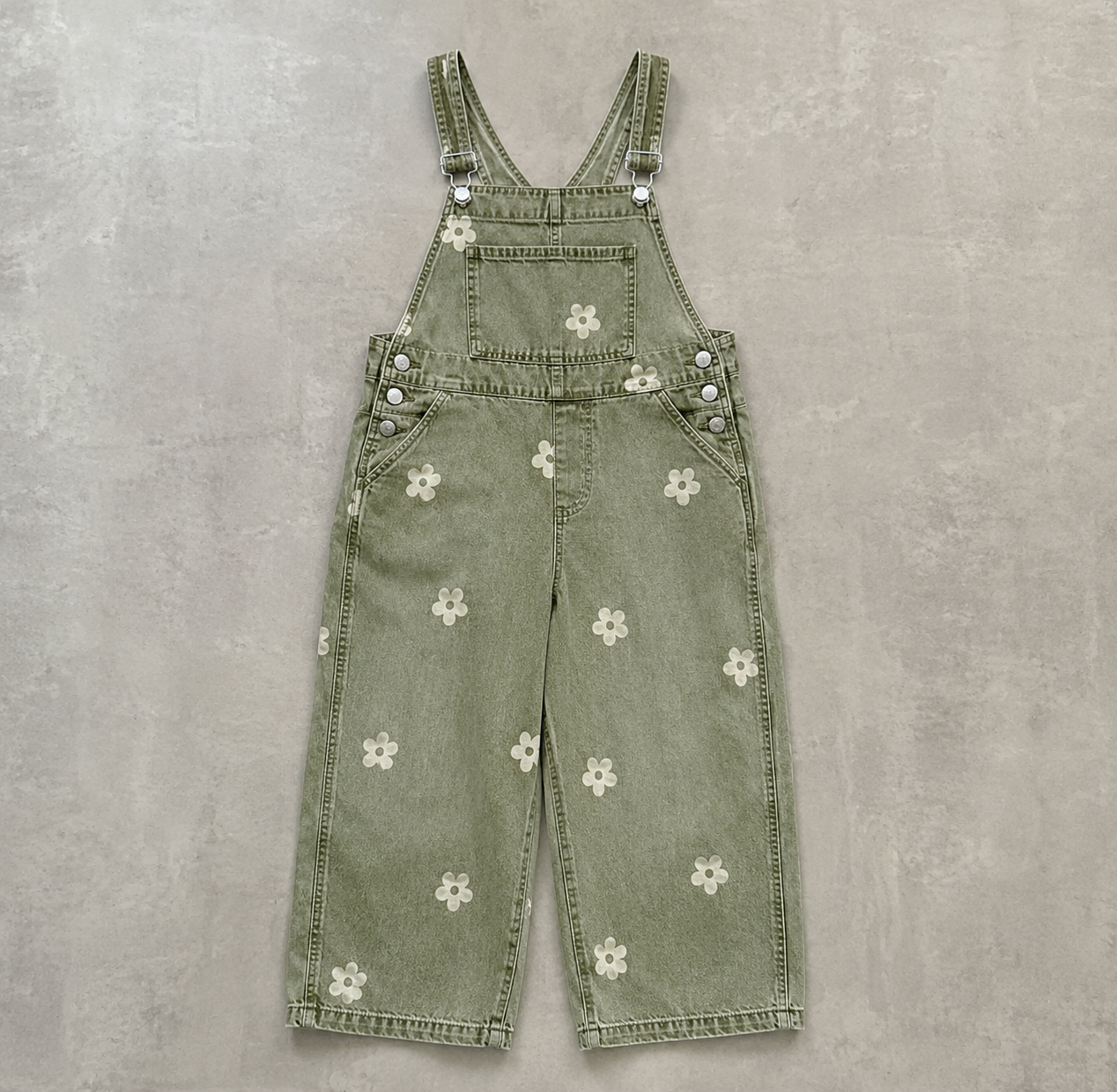Flower Petal Denim Overalls