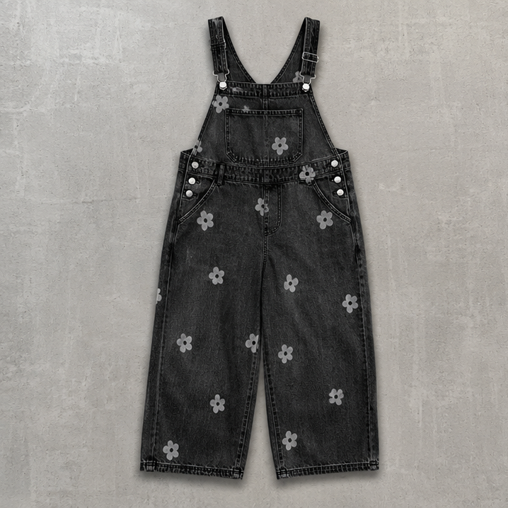 Flower Petal Denim Overalls