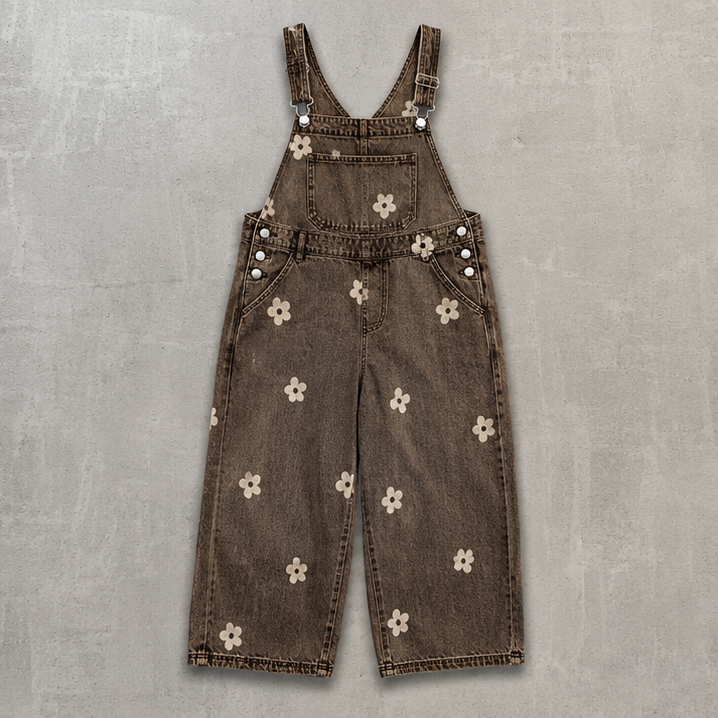 Flower Petal Denim Overalls